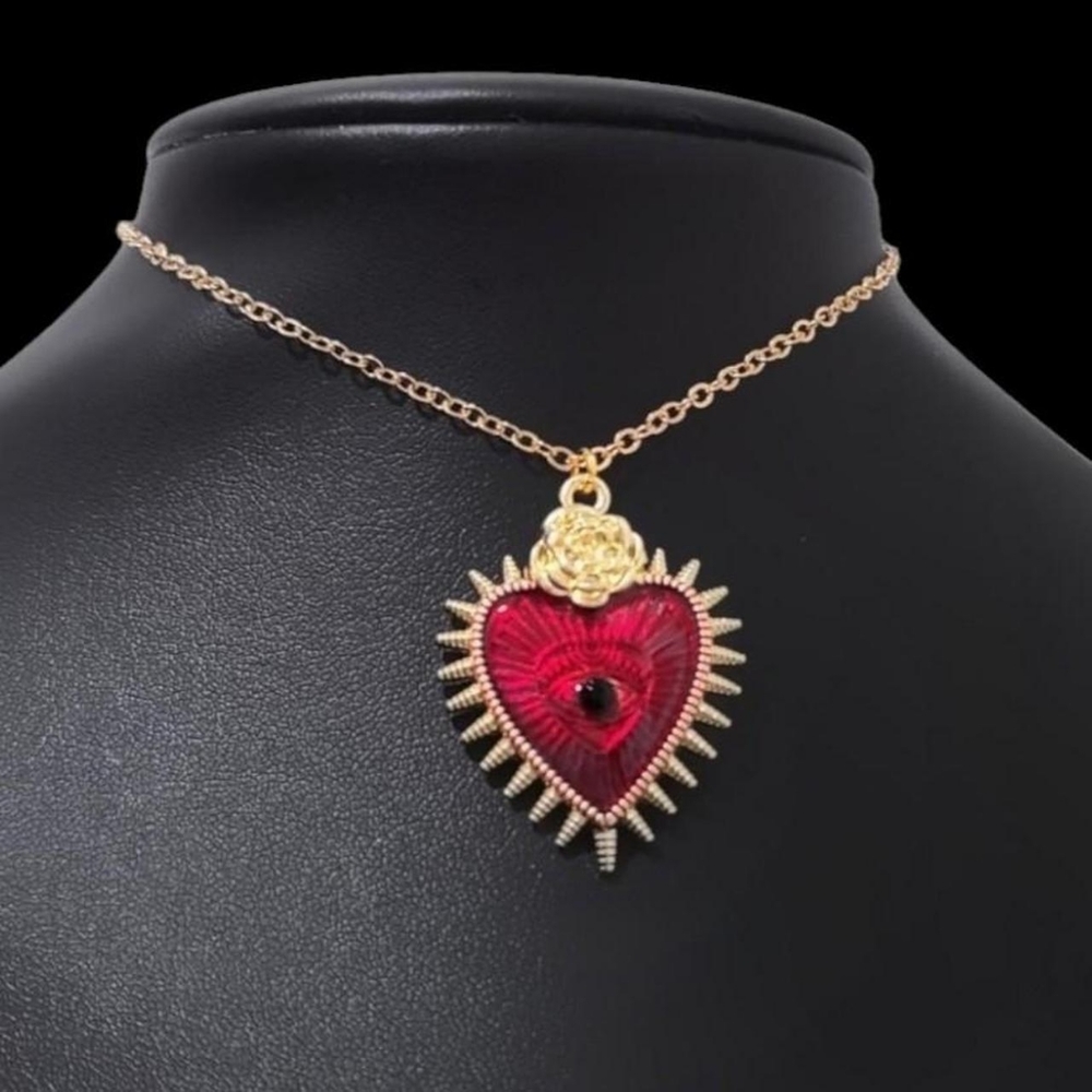 Red Gold Sacred Heart Choker